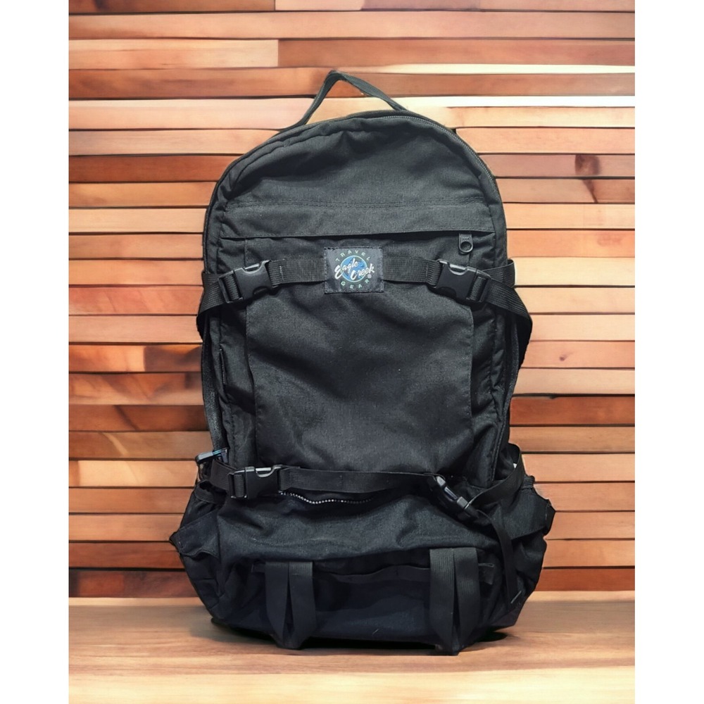 Vintage Eagle Creek Travel Gear Black Cordura Large Hiking Nylon Backpack Padded